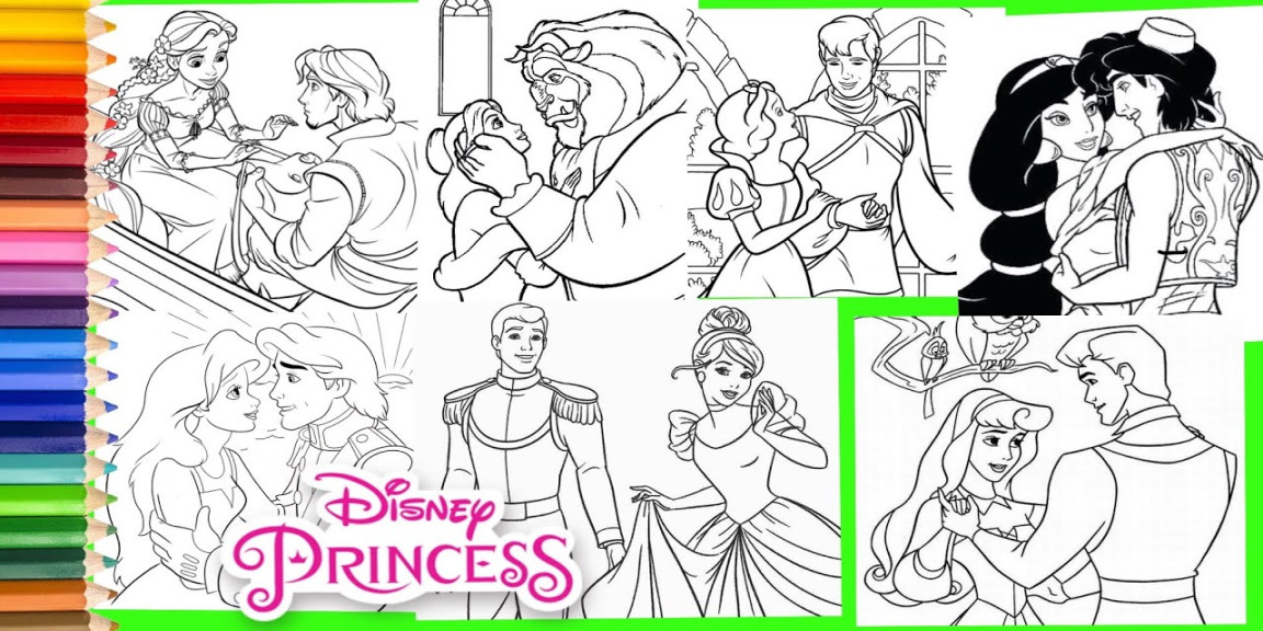 Coloring Disney Princes & Princesses Compilation Coloring Pages for kids