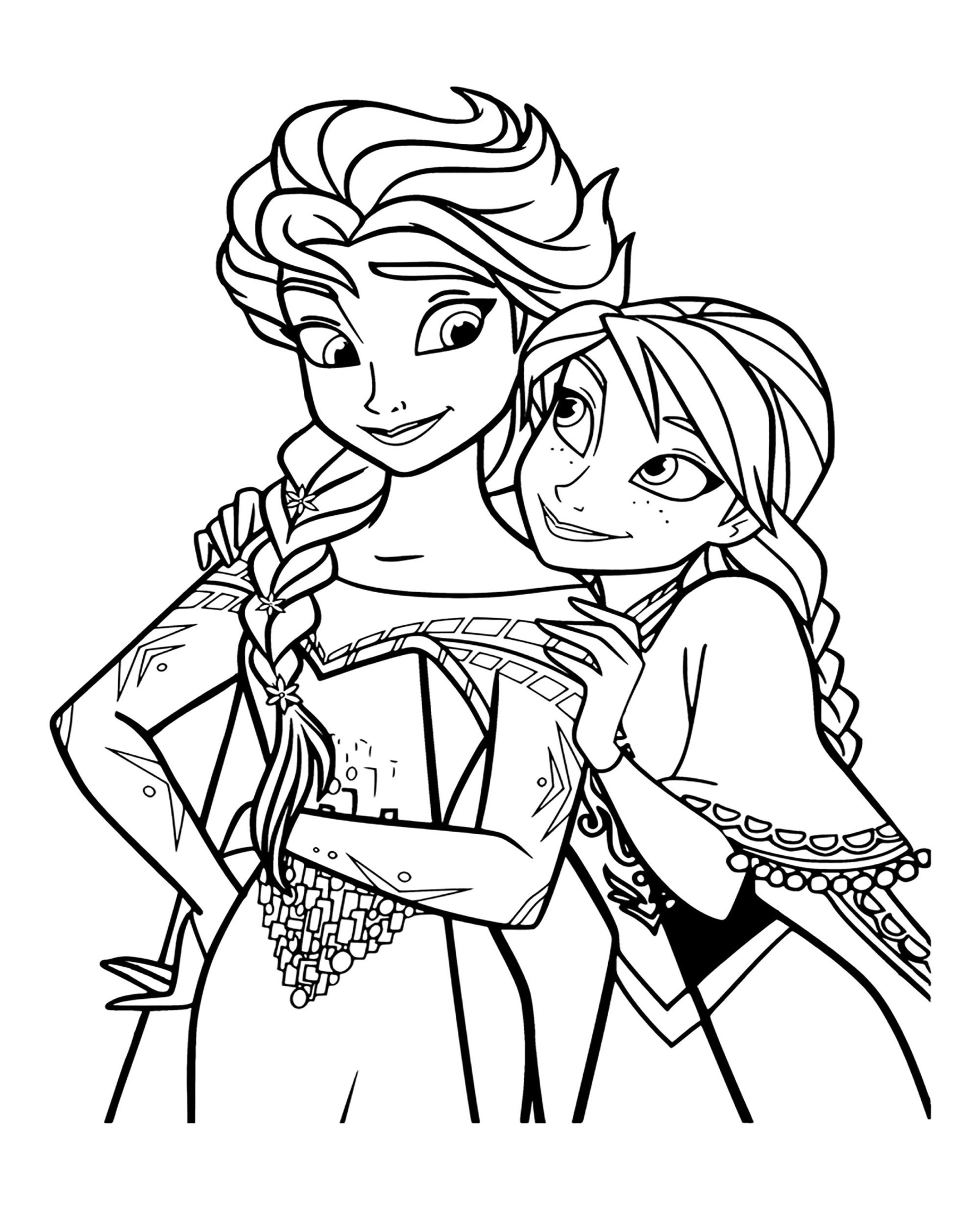 Frozen - Anna and Elsa - coloring page